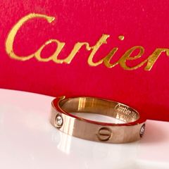  Nhẫn Nam, Nữ Titan Cao Cấp - Cartier Màu Vàng Hồng Pha Lê (AD) 