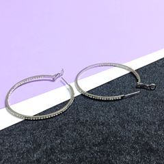  Bông Tai Khoen Tròn Màu Trắng 6cm Pha Lê (AA) 