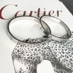  Vòng Tay Cặp Đôi Tình Yêu - Cartier Màu Trắng Titan Cao Cấp Pha Lê (AB) 