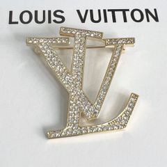  Cài Áo Nam, Nữ - LV Màu Vàng Pha Lê Trắng (AH) 