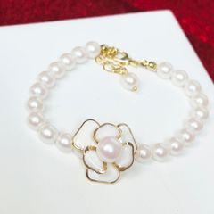  Bộ Trang Sức - Cánh Hoa Vòng Cổ Choker Pha Lê & Vòng Tay Ngọc Trai 