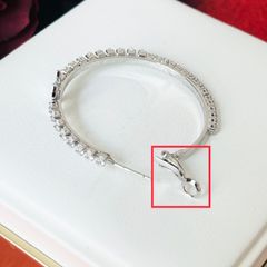  Bông Tai Chanel Khoen Tròn Màu Trắng 43mm Pha Lê (BP) 