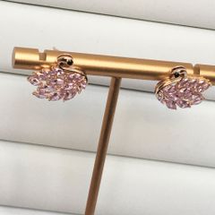  Bông Tai Tua Rua Thiên Nga Màu Vàng Hồng Pha Lê Hồng ( Có 3 Kiểu Đeo ) 