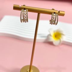  Bông Tai Khoen Tròn Màu Vàng Ngọc Trai & Pha Lê Trắng (AM) 