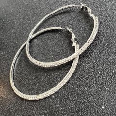  Bông Tai Khoen Tròn Bản To 7,5cm Pha Lê Trắng (BQ) 