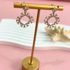  Bông Tai Vòng Tròn Pha Lê Hồng 