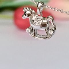  Dây Chuyền Bạc Cao Cấp - Con Ngựa Pha Lê Trắng 