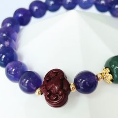  Vòng Đá Phong Thuỷ Cao Cấp - Trái Dâu Đá Thạch Anh Tím & Đá Chu Sa Tự Nhiên 