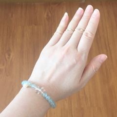  Vòng Đá Phong Thuỷ Cao Cấp - Hoa Mai Đá Thạch Anh Trắng, Ngọc Trai Nước Ngọt & Đá Aquamarine Tự Nhiên 