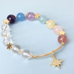  Vòng Đá Phong Thuỷ Cao Cấp - Đá Thạch Anh Tự Nhiên Cầu Vòng & Ngôi Sao May Mắn 