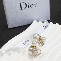  Bộ Trang Sức Dior Vàng - Vòng cổ Choker, Vòng Tay & Bông Tai Ngọc Trai, Pha Lê 2 Kiểu Đeo Quý Phái (AC) 