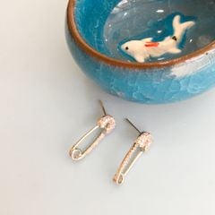  Bông Tai Cây Kim Tâm Pha Lê Hồng (AG) 