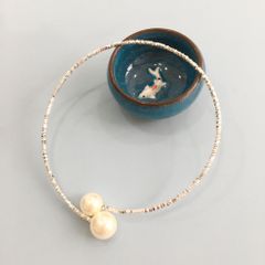  Vòng Cổ Choker Dior 2 Viên Ngọc Trai Màu Trắng Quý Phái 