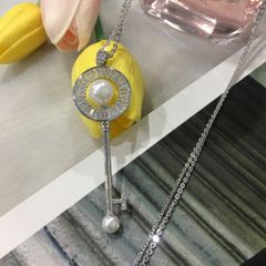  Dây Chuyền Dài Cao Cấp - Chìa Khoá Tình Yêu Ngọc Trai & Pha Lê Trắng (AC) 