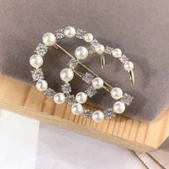  Cài Áo Nam, Nữ - Gucci Màu Vàng Ngọc Trai & Pha Lê Trắng (AC) 
