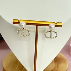  Bông Tai Dior Màu Vàng Ngọc Trai & Pha Lê Trắng (AN) - Có 3 Kiểu Đeo 