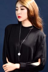  Dây Chuyền Dài Cao Cấp - Hoa Hướng Dương Pha Lê Trắng Tinh Tế (AA) 