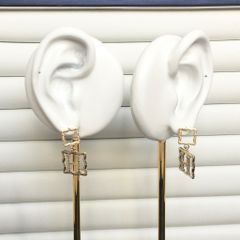  Bông Tai Hermes Màu Vàng Pha Lê Trắng Sang Trọng (AP) 