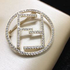  Cài Áo Nam, Nữ - Fendi Màu Vàng Pha Lê Trắng (AA) 