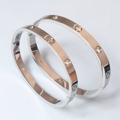  Vòng Tay Cặp Đôi Tình Yêu - Cartier Màu Trắng Titan Cao Cấp Pha Lê (AB) 