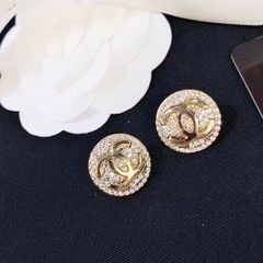  Bông Tai Chanel Bản To Màu Vàng Pha Lê Trắng (CJ) 