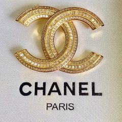  Cài Áo Nam, Nữ - Chanel Màu Vàng Pha Lê Trắng (BS) 