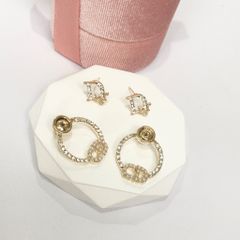  Bông Tai Dior Màu Vàng Ngọc Trai & Pha Lê Trắng (AY) - 3 Kiểu Đeo 