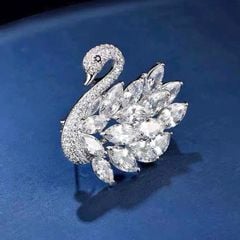  Cài Áo Con Thiên Nga Pha Lê Trắng (AG) 