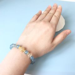  Vòng Đá Phong Thuỷ Cao Cấp - Quả Cầu Vàng Đá Aquamarine & Đá Thạch Anh Trắng Tự Nhiên 