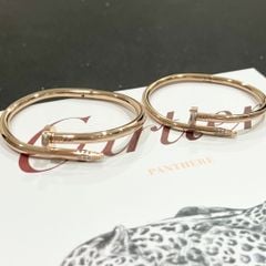  Vòng Tay Cặp Đôi Tình Yêu - Cartier Cây Đinh Màu Vàng Hồng Titan Cao Cấp Pha Lê (AC) 