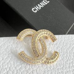  Cài Áo Nam, Nữ - Chanel Màu Vàng Pha Lê Trắng (CV) 