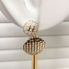  Bông Tai Hermes Màu Vàng Pha Lê Trắng Sang Trọng (AO) 