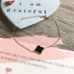  Vòng Tay Titan Cao Cấp - Cỏ 4 Lá May Mắn Màu Vàng Hồng (AA) 