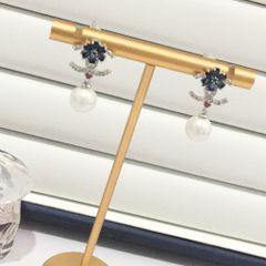  Bông Tai Cánh Hoa Chanel Màu Xanh Bích Ngọc Trai (CN) 