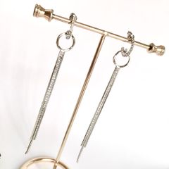  Bông Tai Vòng Tròn Tua Rua Pha Lê Trắng (AG) 