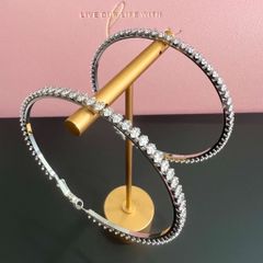  Bông Tai Khoen Tròn Bản To Màu Trắng 6,3cm Pha Lê (BN) 