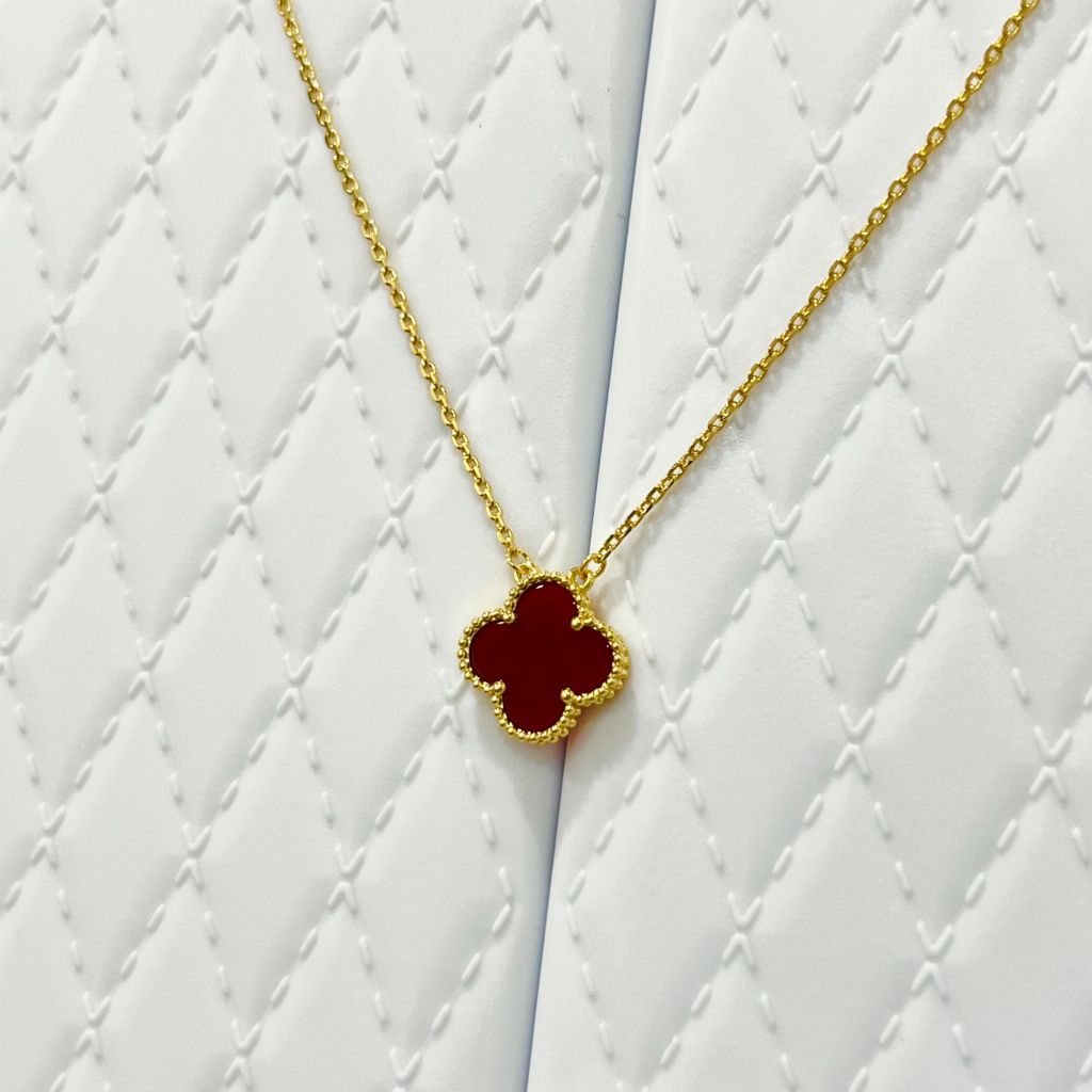  Dây Chuyền Titan Cao Cấp - Cỏ 4 Lá May Mắn Màu Vàng Đỏ (AP) 