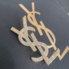  Cài Áo Nam, Nữ - YSL Màu Vàng Pha Lê Trắng (AK) 