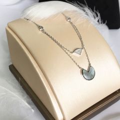  Dây Chuyền Bạc Cao Cấp - 2 Tầng Vỏ Trai Thiên Nhiên & Pha Lê (AA) 