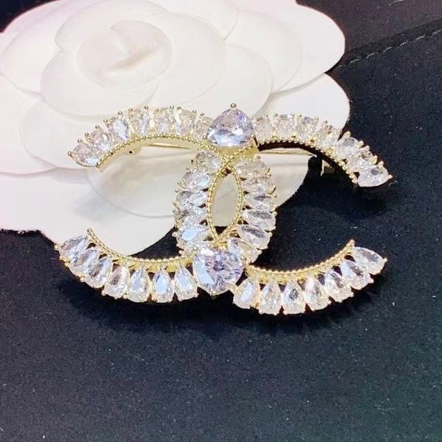  Cài Áo Nam, Nữ - Chanel Màu Vàng Pha Lê Trắng (CJ) 