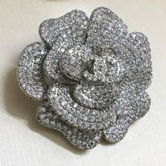  Cài Áo Hoa Trà Chanel Pha Lê Trắng (BF) 