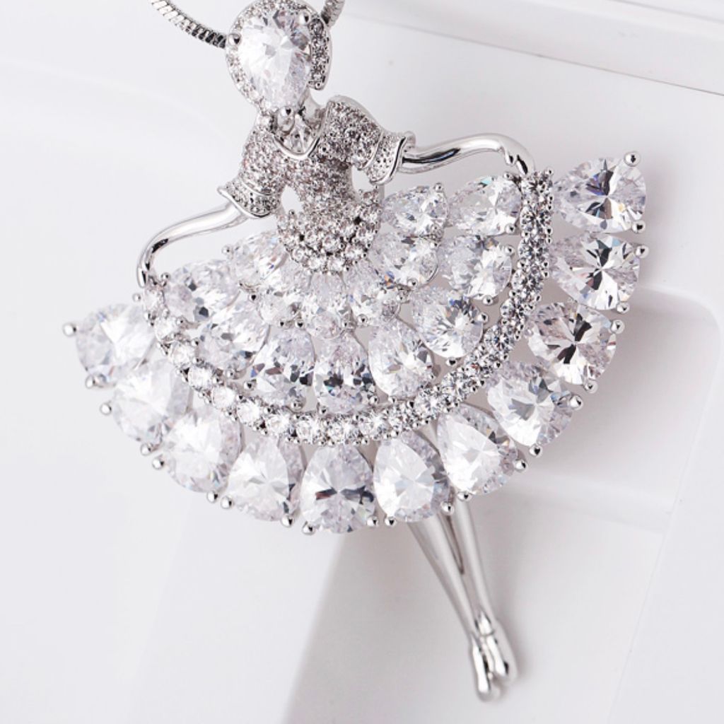  Dây Chuyền Dài Cao Cấp - Cô Gái Pha Lê Australia Trắng Tinh Tế (AA) 