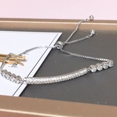  Vòng Tay Dây Rút Thanh Ngang Pha Lê Trắng (AE) 