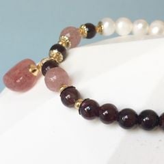  Vòng Đá Phong Thuỷ Cao Cấp - Trái Tim Đá Thạch Anh Dâu Tây, Thạch Anh Tím & Ngọc Trai Nước Ngọt (AF) 