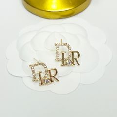  Bông Tai Dior Màu Vàng Pha Lê Trắng (AX) 