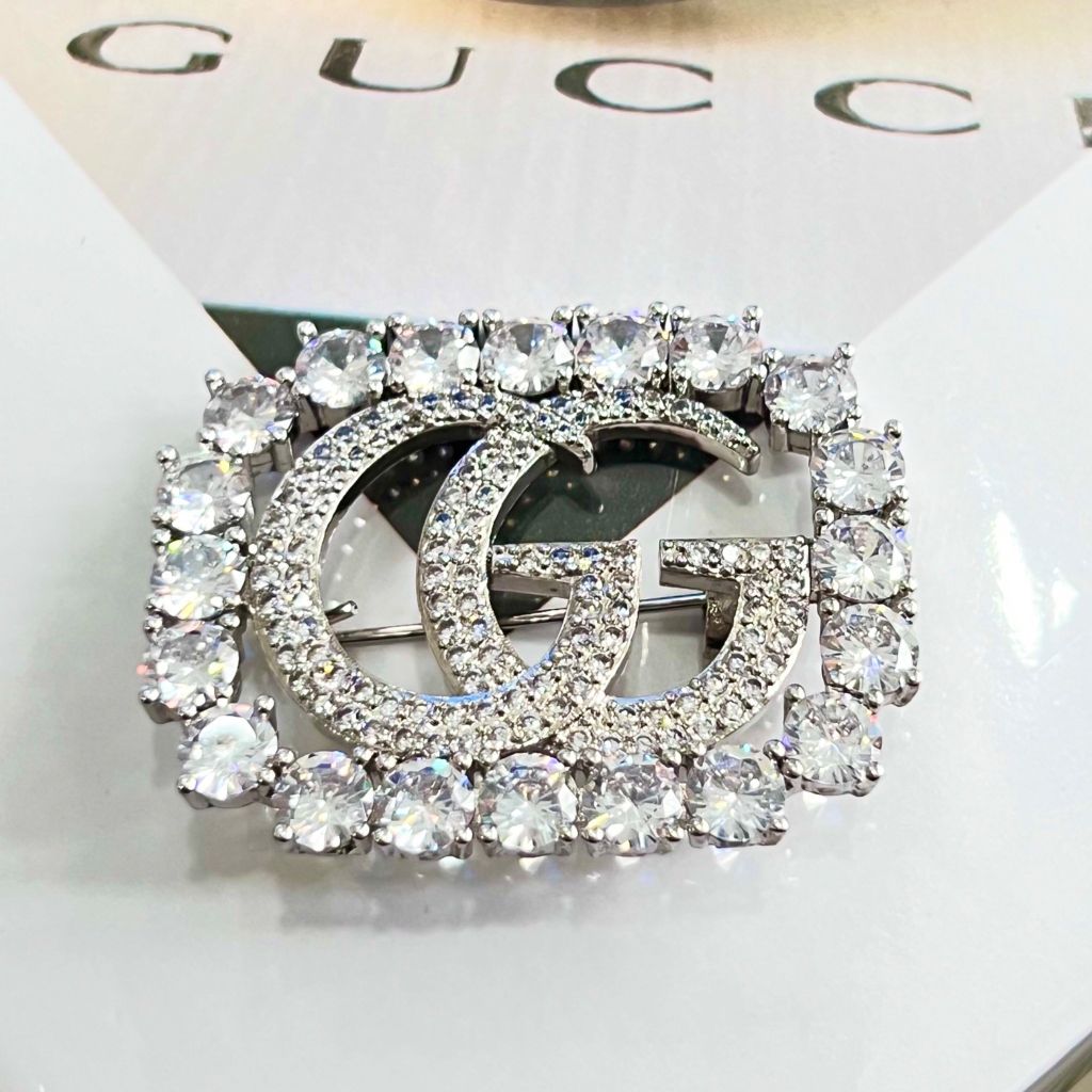  Cài Áo Nam, Nữ - Gucci Pha Lê Trắng (AJ) 