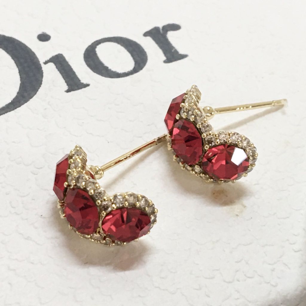  Bông Tai Ôm Vành Tai Pha Lê Đỏ & Trắng Quý Phái (AQ) 