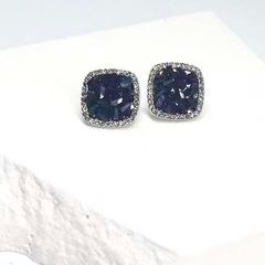  Bông Tai Vuông Bản To Pha Lê Đen & Trắng Sang Trọng 