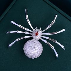  Cài Áo Nam - Con Nhện Màu Trắng Pha Lê Đỏ & Trắng (AF) 