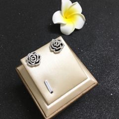  Bông Tai Hoa Hồng Đen Pha Lê Trắng Tinh Tế (AX) 